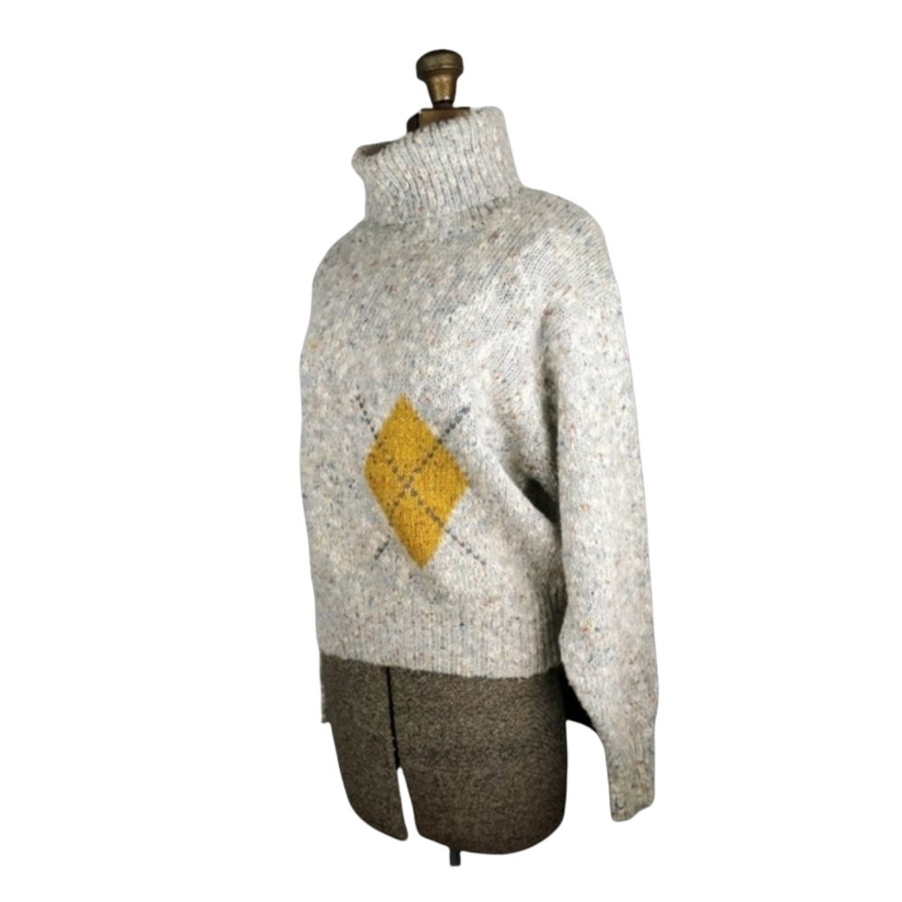 Vintage marled knit sweater argyle design Liz sport Liz Claiborne
